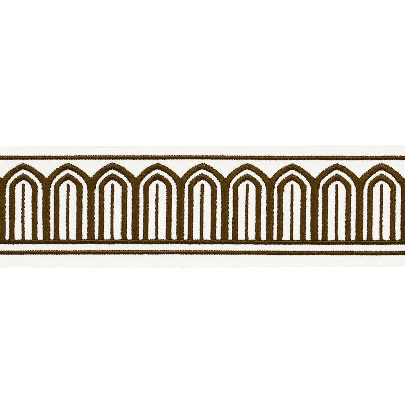 Ruban brodé Arches moyen, Brun/crème