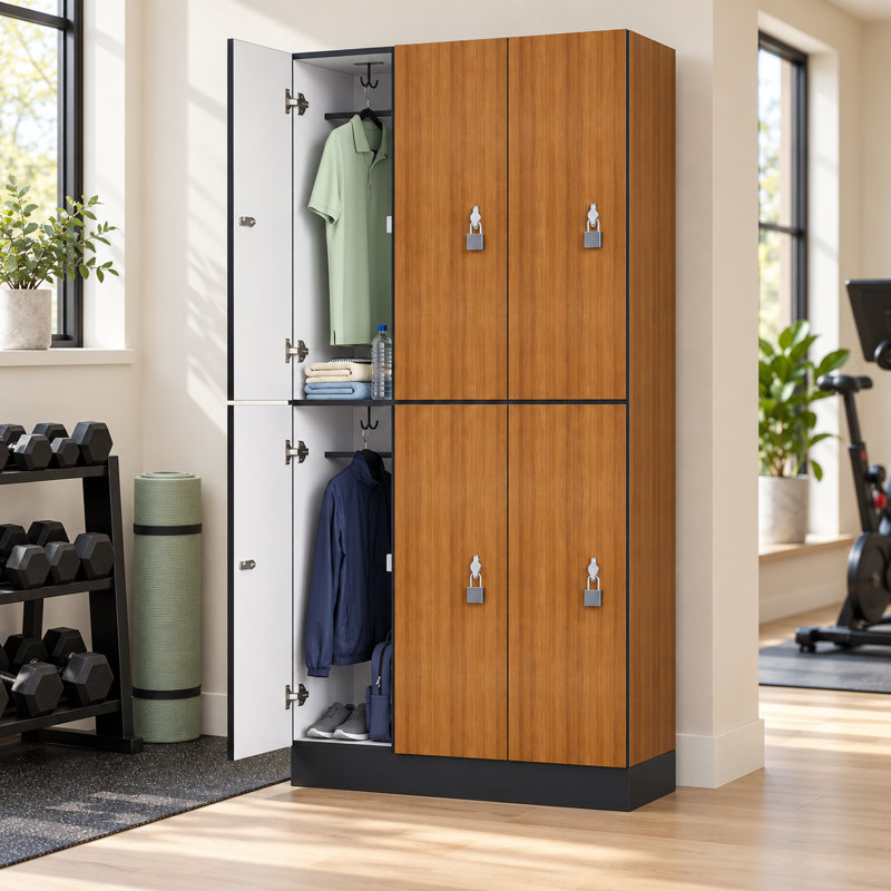 Armoire de rangement en bois à 2 niveaux de 70,9 pouces de hauteur avec compartiments verrouillables séparément