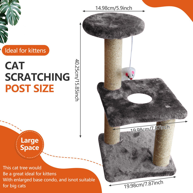 Jeu pour chat 15,7 "Cat Tower Sisal, Gris
