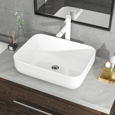 Lavabo de salle de bain rectangulaire en porcelaine blanche L 20 po x l 15 po Mocoloo (sans base)