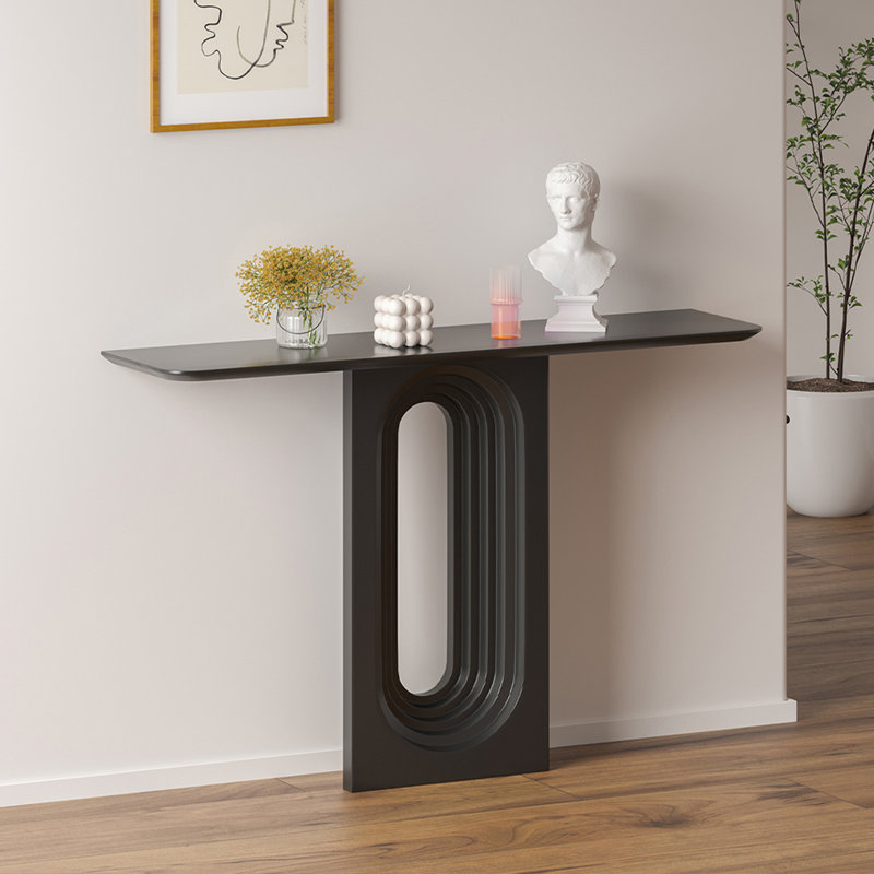 Console noire en bois massif, Noir, H 35,43 po x l 55,12 po x P 12,81 po