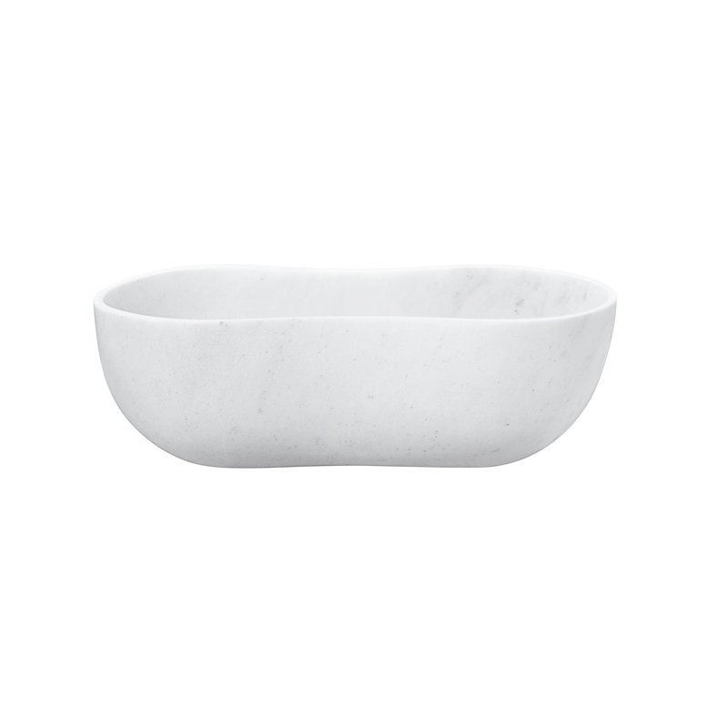 White Natural Marble Bathroom Vessel Sink, White