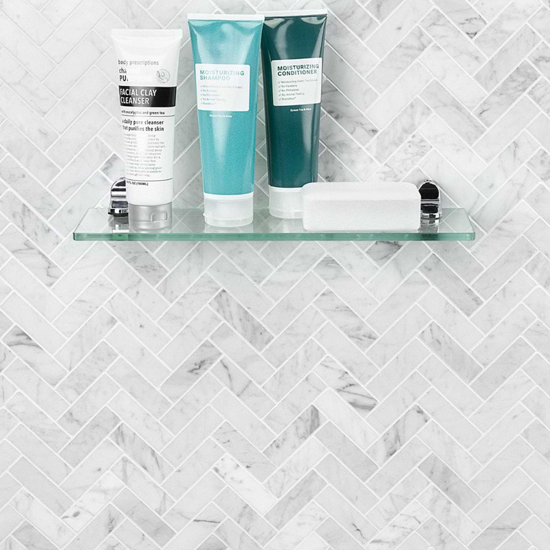 Carrara 1X3 Herringbone Polished Mosaic Tile