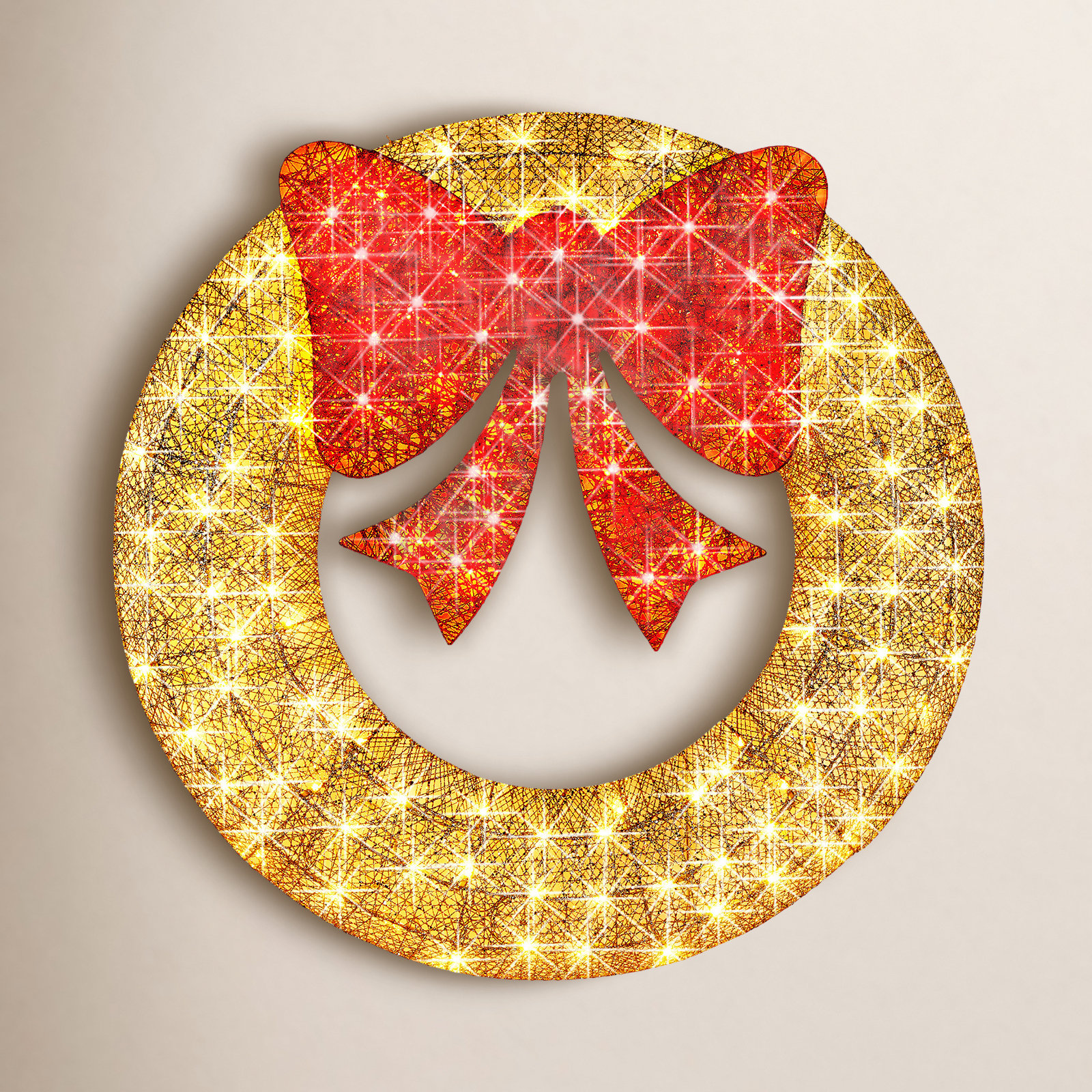 Pre-Lit Metal Holiday Wreath, Gold, 60" H x 60" W x 7" D