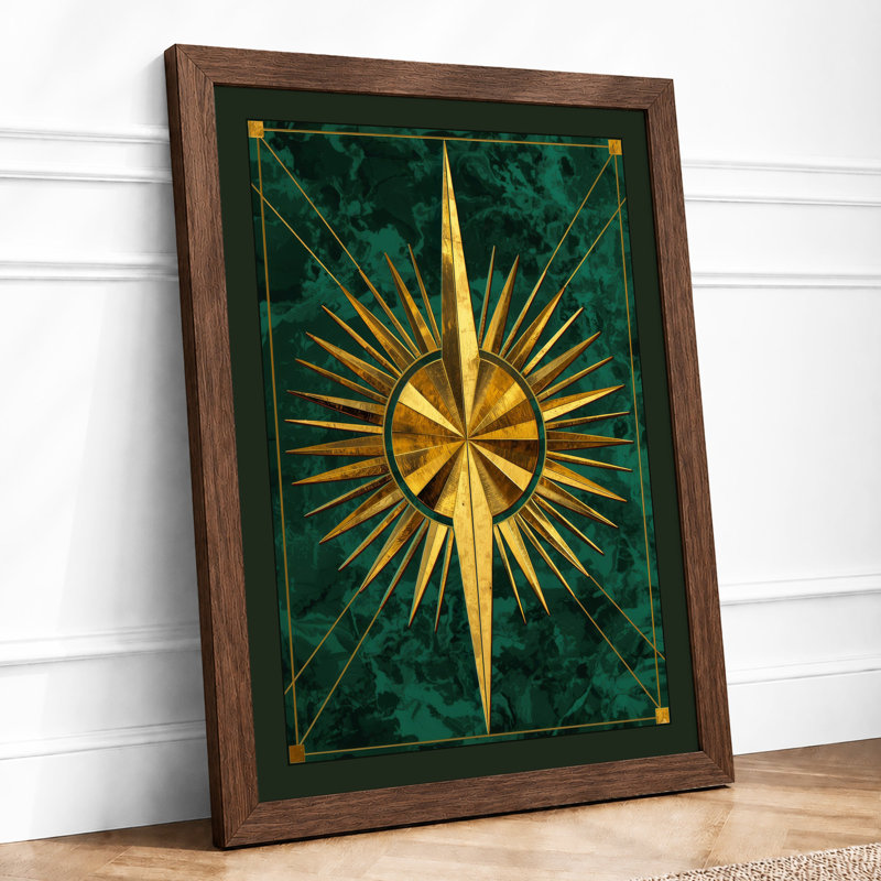 Gilded Star Geometric - Framed Print, Walnut, A1 - 84.1 x 59.4 cm