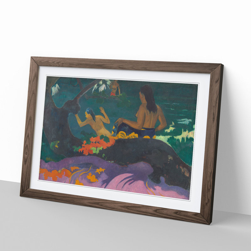 By the Sea by Paul Gauguin - Picture Frame Painting, 36cm H x 48cm W x 2cm D, Walnut Framed