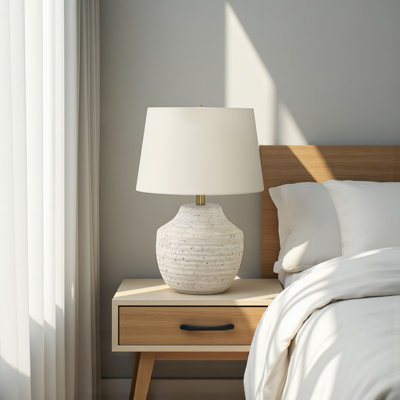 Mare Cream Concrete & Ivory / Cream Shade Table Lamp, 19.87'' H X 13.76'' W X 13.87'' D
