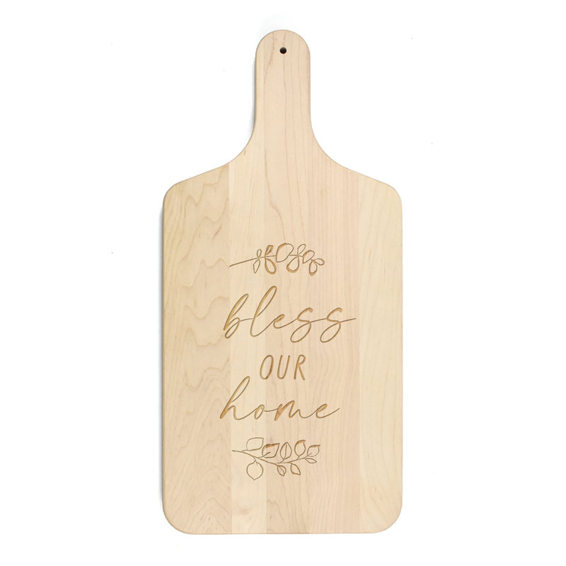 Bless This Home Leaf Paddle Cutting Board, Maple