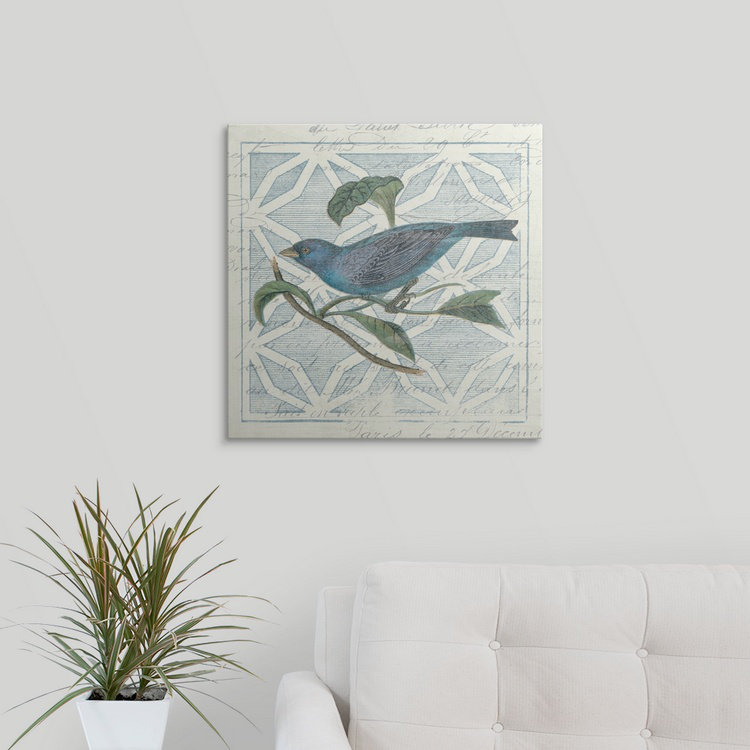 « nogravureing tile ii blue oiseau », impression, H 35 po x l 35 po x P 1,5 po, Toile