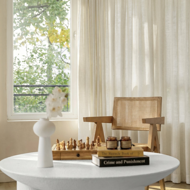 52''W Light Filtering Linen Blended Curtains - Back Tab & Rod Pocket Top, 2 Panels Set, 52" W x 84" L