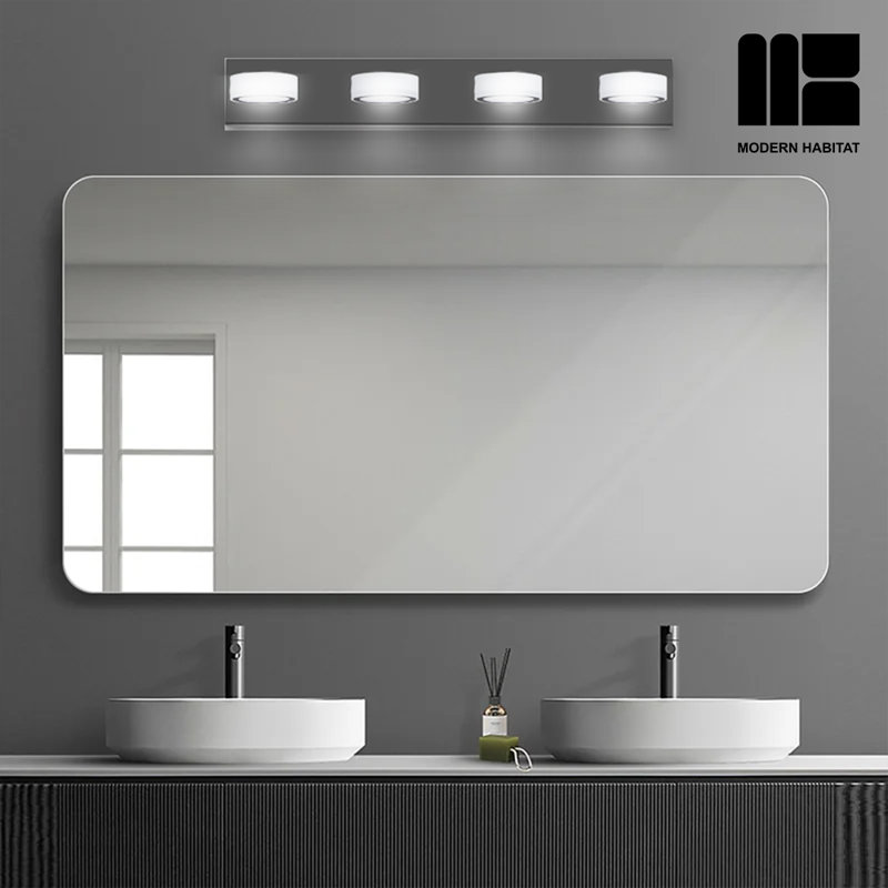 Black Metal 4-Light Dimmable LED Vanity Fixture
