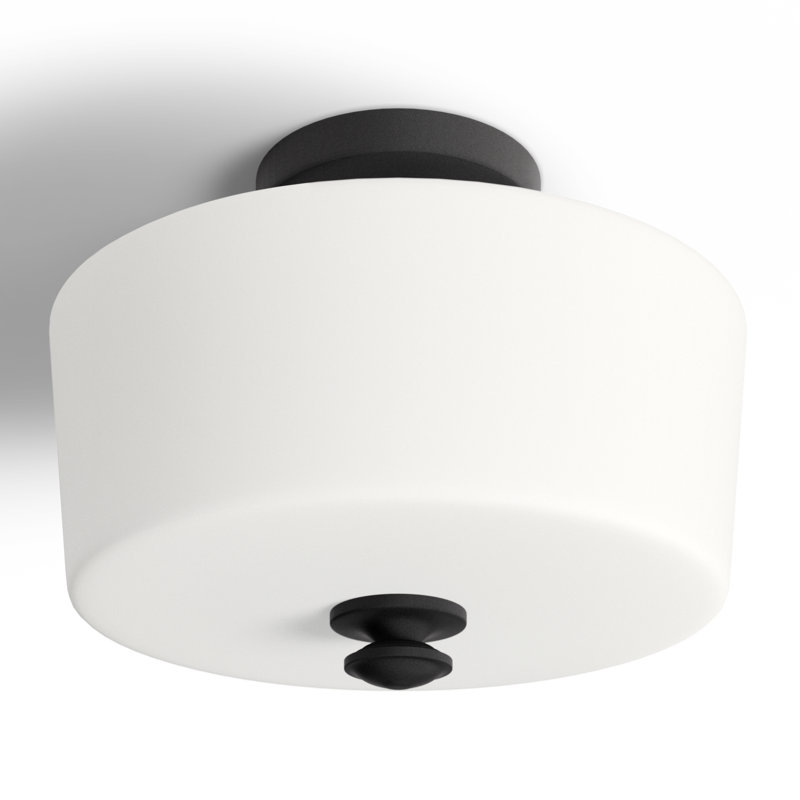 Nula Glass Semi Flush Mount, Black Forged