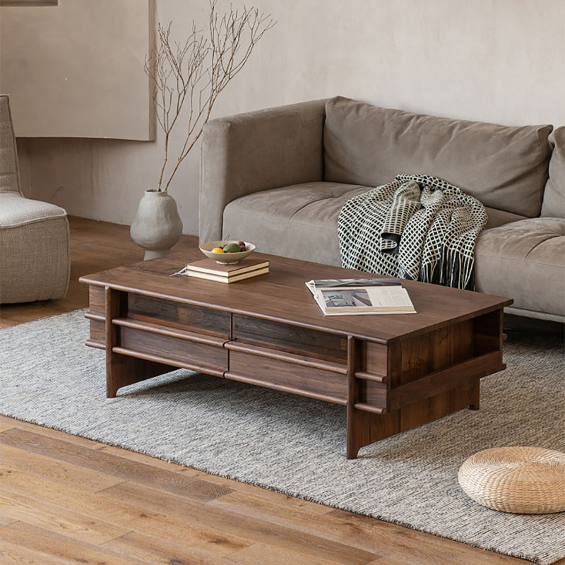 Table de bout en noyer noir, H 15,7 po x L 51,2 po x l 27,6 po