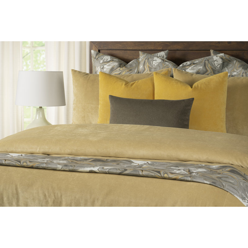 Padma Velvet Duvet Cover and Insert Set, California King Duvet Cover/Insert, Old Gold
