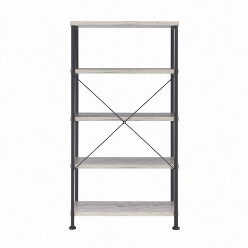 4-Shelf Bookcase With Metal Frame, Gray
