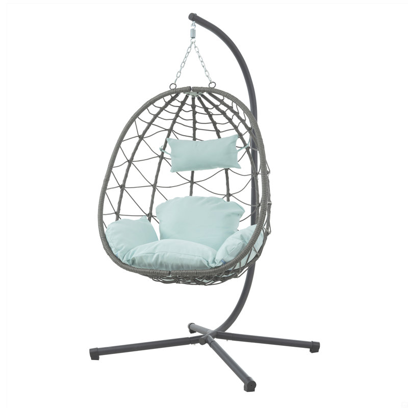 Fauteuil à œufs avec support Balancelle d'extérieur pour l'extérieur, Bleu