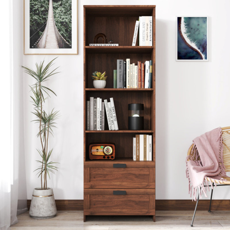 Bibliothèque avec tiroirs, 4 tablettes, moderne, bureau personnel, salon, bureau