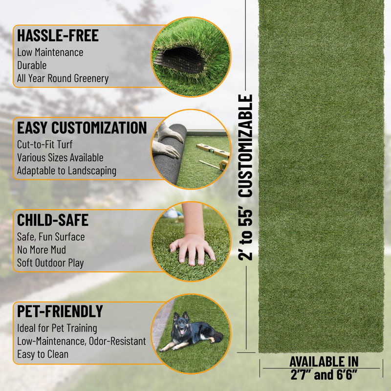Grass Waterproof Indoor/Outdoor Artificial Grass Turf Rugs and Rolls Customized Size For Balcony, Patios