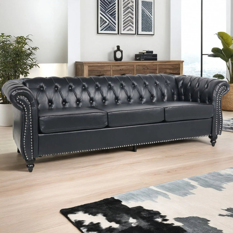 Deep Leather Chesterfield Sofa