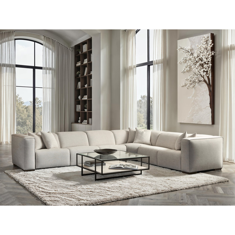Bernhardt 6 Piece Bliss Fabric Power Motion Sectional, Right Hand Facing, 31" H x 160" W x 127" D
