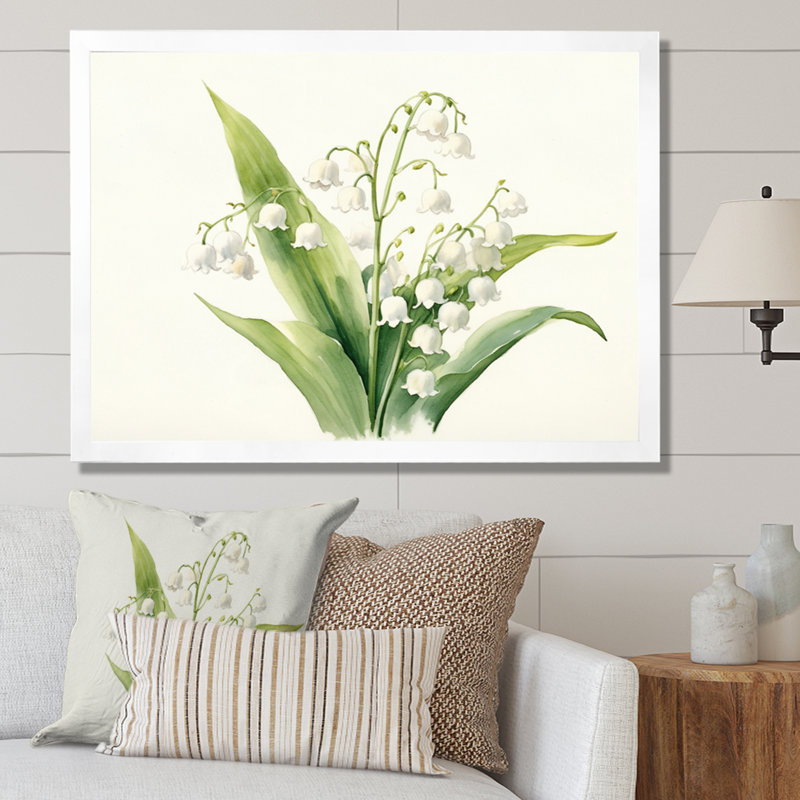 «Green Lily Serenade», impression d'art mural floral, Cadre photo blanc, H 16 po x l 32 po x P 1 po