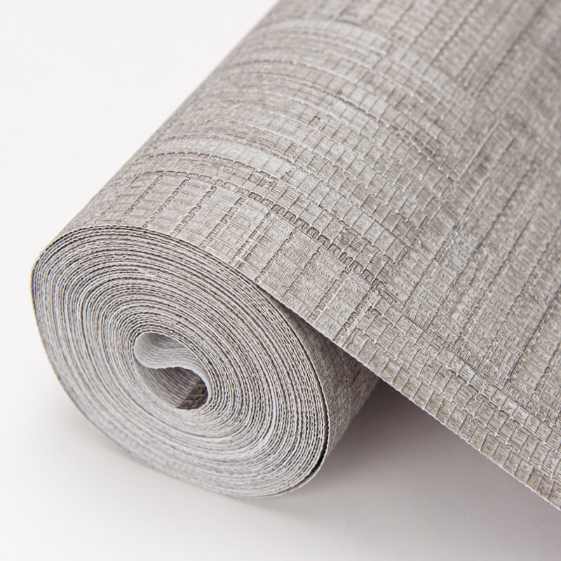 Anatolio 27' L x 27" W Texture Wallpaper Roll, Grey