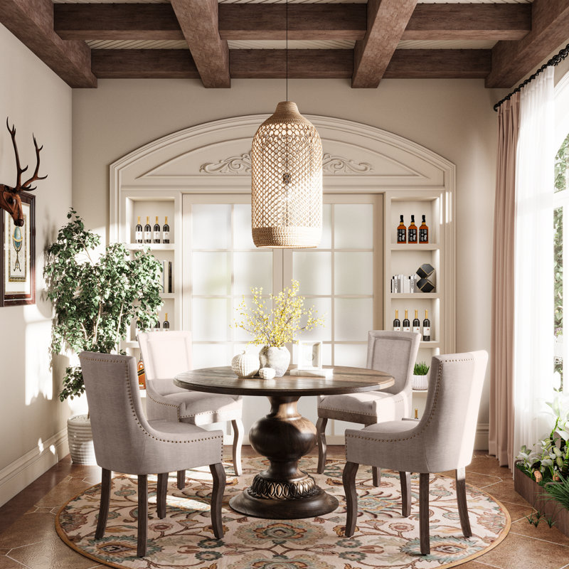Ensemble de 4 chaises d'appoint en lin Siersha, Beige