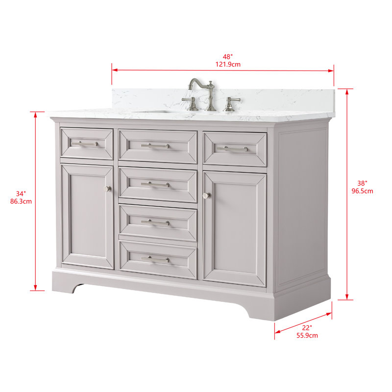 Thompson 48" W Single Vanity, Taupe/Brushed Nickel