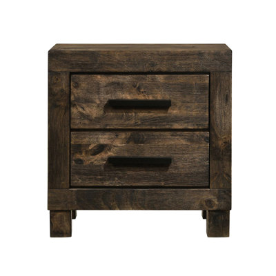 Classic Rustic Brown Nightstand With Two Spacious Drawer Options Roomy Storage Compartments For Bedroom