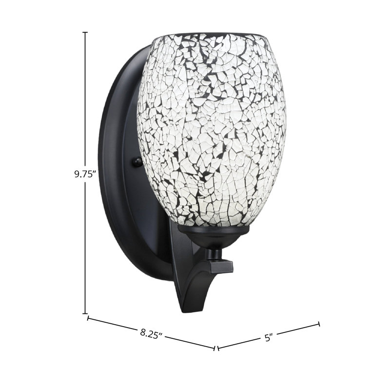 Zilo Wall Sconce Shown With 5" Natural Fusion Glass, Black, Matte Black
