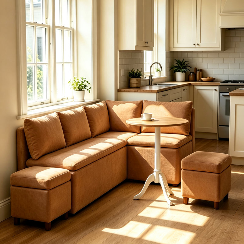 Banquette de salle à manger rembourrée en forme de L avec rangement, Gray