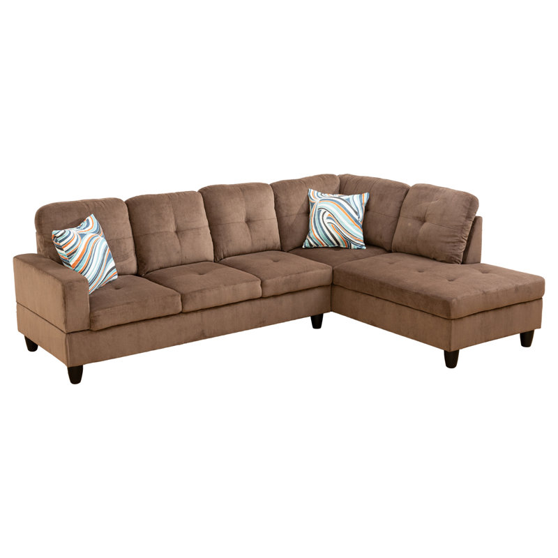 Larelle 103.5" Wide  Sofa & Chaise, Left Hand Facing, Brown Fabric
