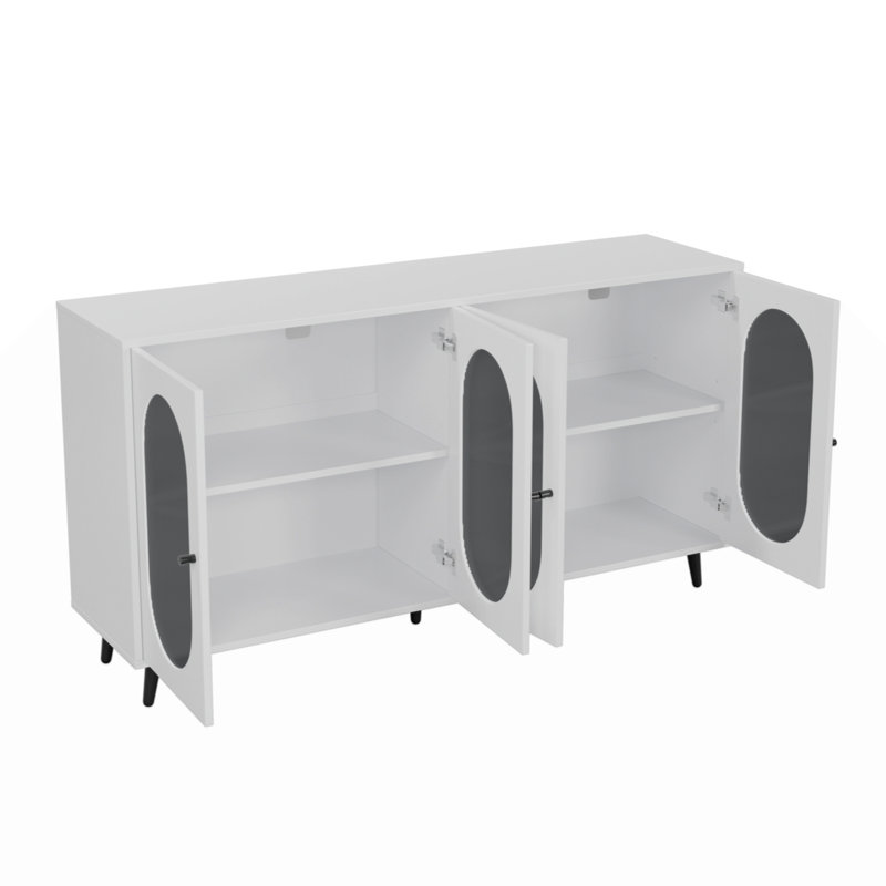 Accent Sideboard Cabinet With Acrylic Doors, Freestanding Storage Cupboard Console Table  Kitchen Dining  Hallway Office,