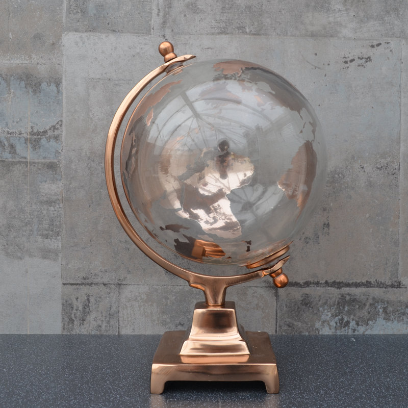 Metal Tabletop Globe, 24cm H x 14cm W x 14cm D