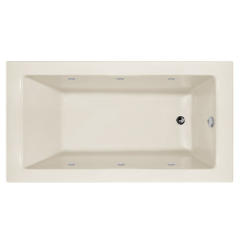 Sydney 60'' L Whirlpool Bathtub, White, Right, Satin Nickel