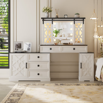 Coiffeuse de maquillage avec éclairage et armoire de rangement