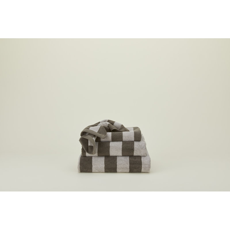 Drap de bain simple à rayures, Gris clair / Gris foncé, Drap de bain - 1 paquet