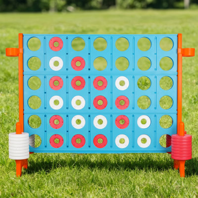 Jumbo 4-to-Score Game Set, Giant 4-in-a-Row Game for Teens and Adults, 3.3FT Family Games for Outdoor Yard & Indoor Party with 42 Rings