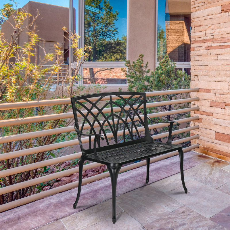 Banc de jardin en aluminium Batholo, Noir, noir, noir, noir