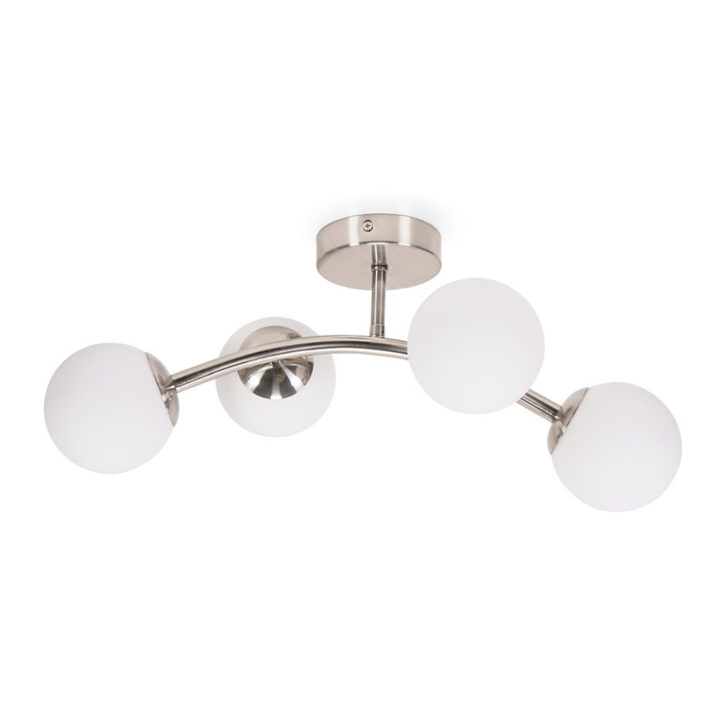 Adael Glass Semi Flush Mount, No, Silver