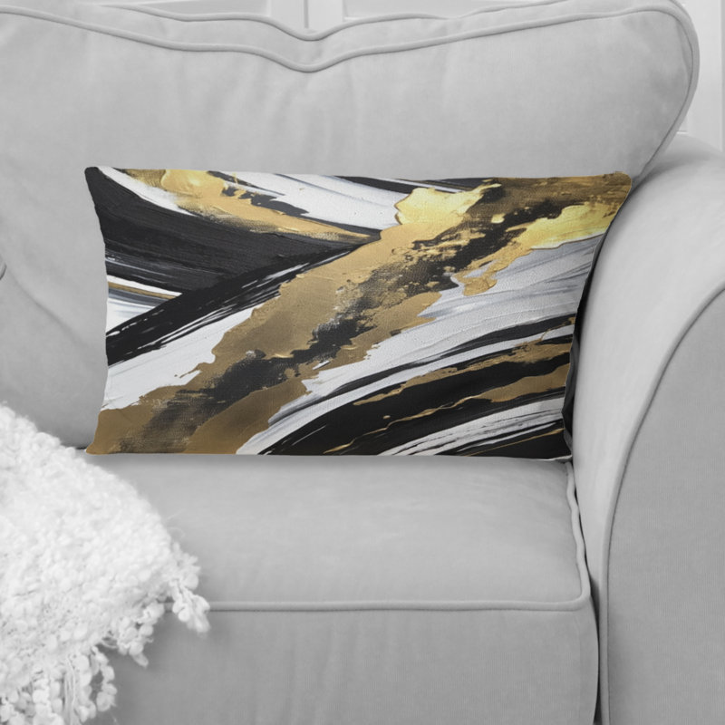 New Gold Balance V - Coussin décoratif avec peinture abstraite