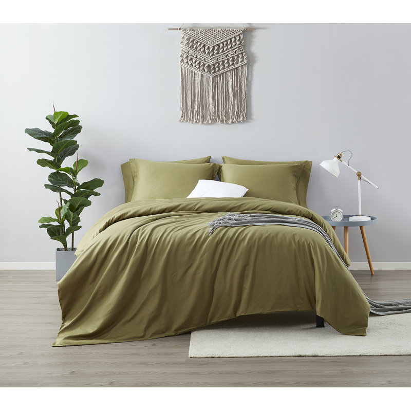 Ensemble de housse de couette 100% coton Trecie, Grand, Vert olive