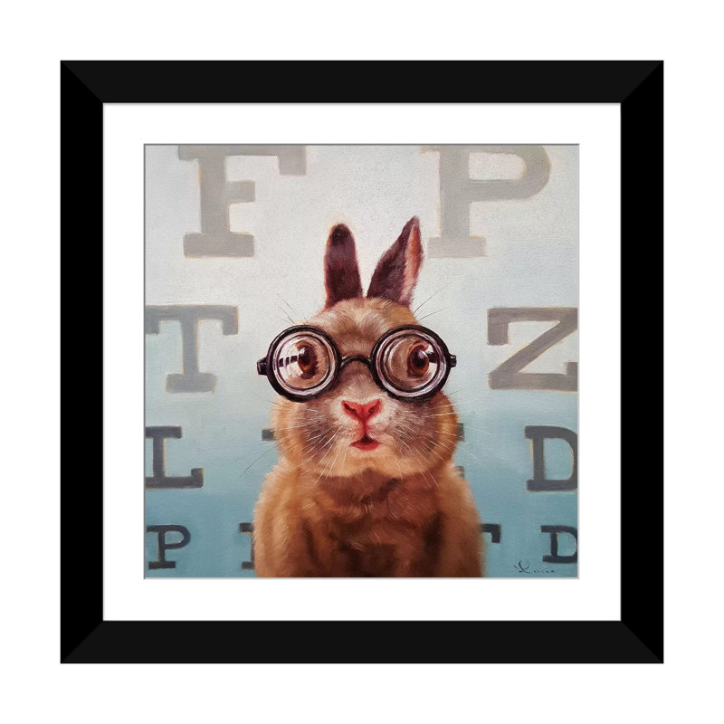 «Four Eyes», art sur toile, H 16 po x l 16 po x P 1 po, Papier d'art encadré noir, Blanc