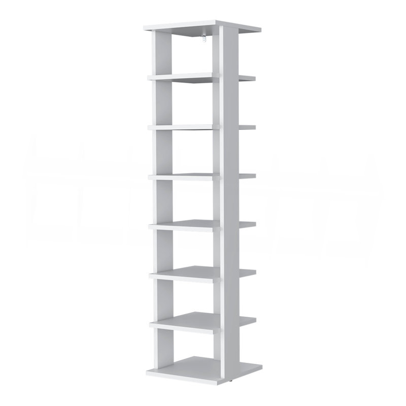 Range-chaussures vertical blanc à 7 niveaux, Blanc