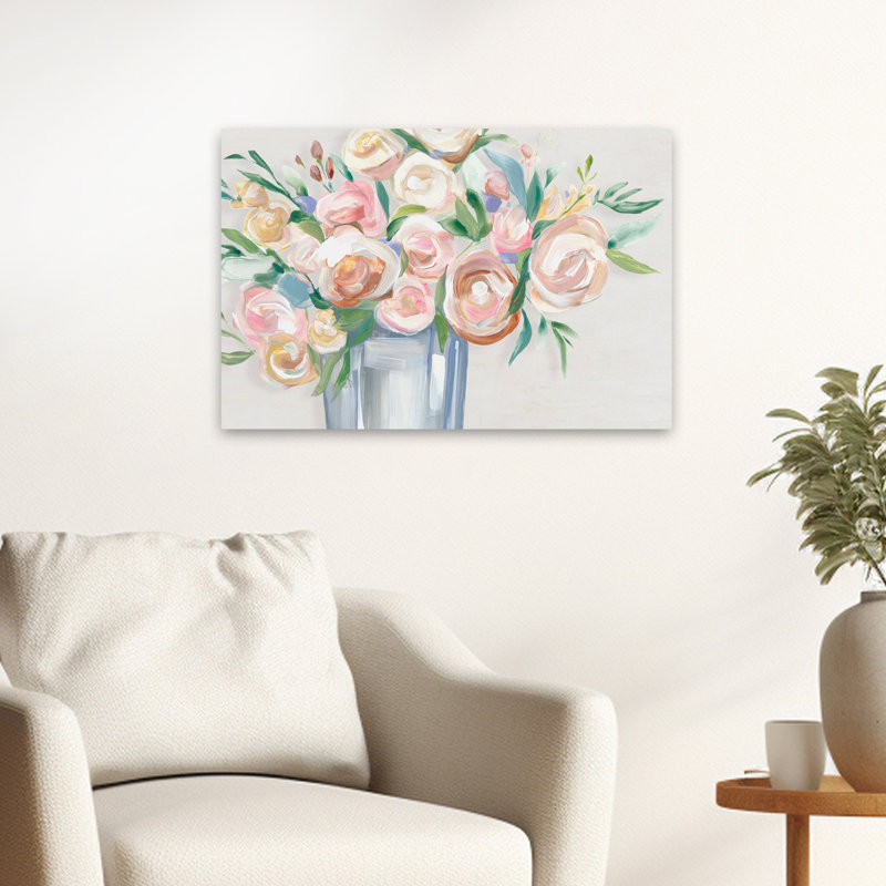 Fleurs et vase «Blissful Blooms Art», H 16 po x l 24 po