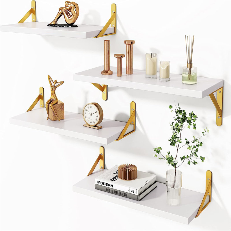 Braylenn 6.1'' W Metal Storage Rack, White/Gold