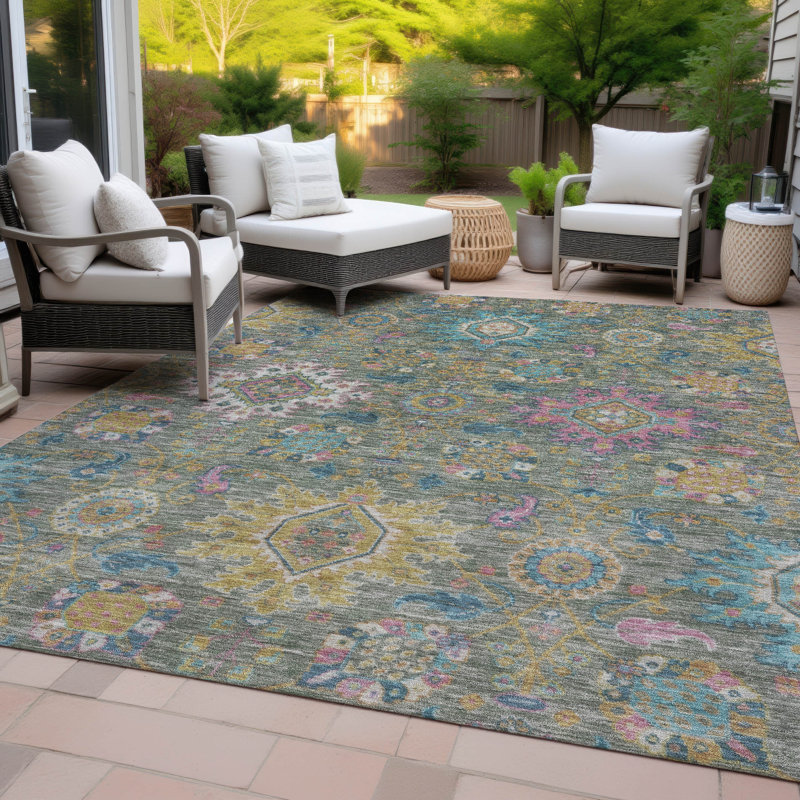 Machine Washable Indoor/Outdoor Jacinto ACN2151 Medallions Rug, Rectangle 2'6" x 3'10"