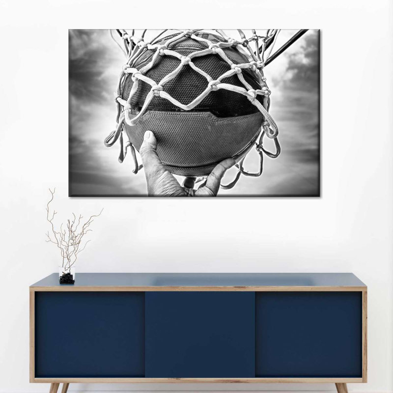 BW Basketball - impression sur toile tendue, H 16 po x l 24 po x P 1,25 po