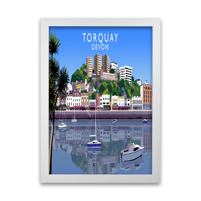 Torquay Devon 1 Piece Wall Art, 42cm H x 29.7cm W x 3cm D, White Framed