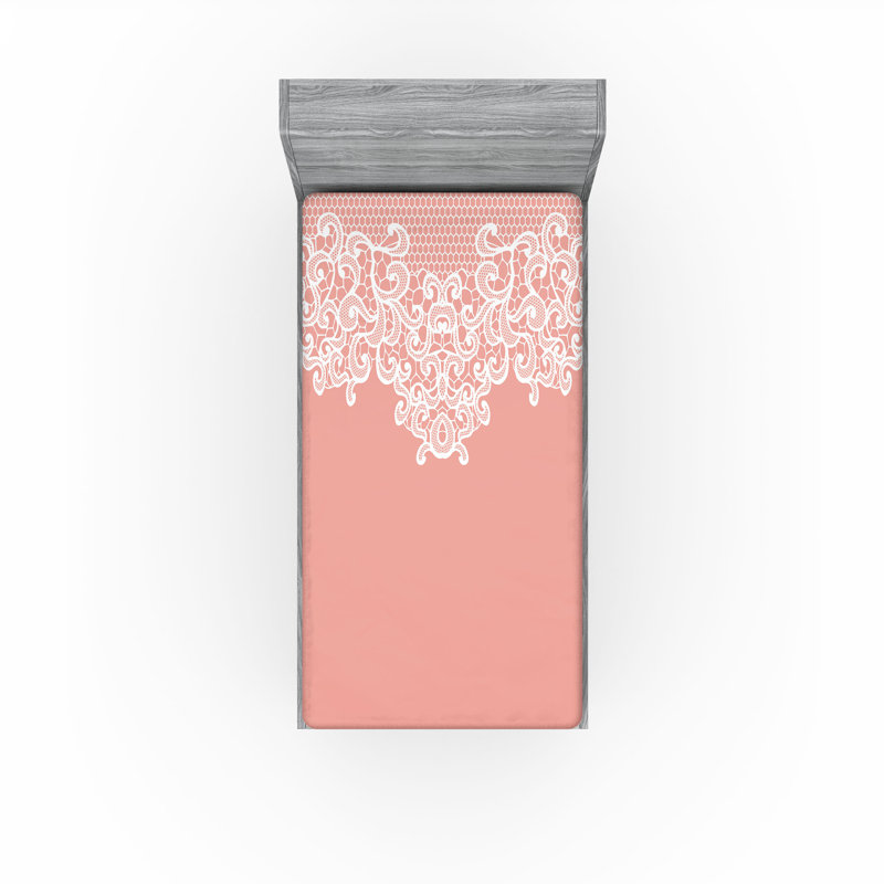 Drap-housse orange Ambesonne, Drap-housse pour lit simple TG, Abstrait rosé